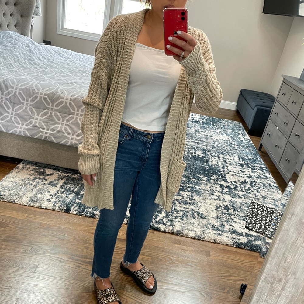 Tan cardigan. Size small